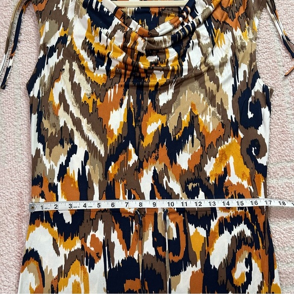 Tory Burch 100% Silk Ikat Multicolor Sleeveless Midi Dress Size Medium - Picture 7 of 10